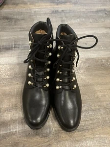 NWOB Jack Rogers Peyton Pearl Combat Womens Leather Lace-Up Ankle Boots 7.5 - Picture 1 of 10