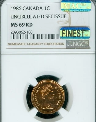 1986 CANADA CENT NGC MS69 RD PQ MAC FINEST GRADED SPOTLESS  * - Image 1 of 2