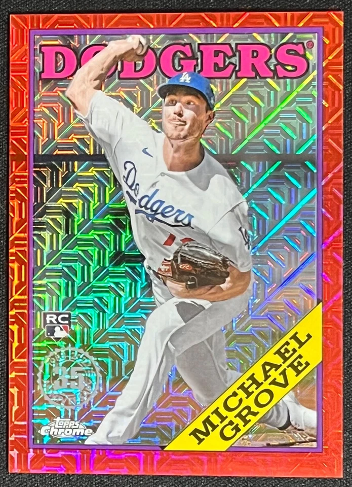 2023 TOPPS CHROME MICHAEL GROVE RED MOJO REFRACTOR RC #1/5 DODGERS - Image 1 of 2