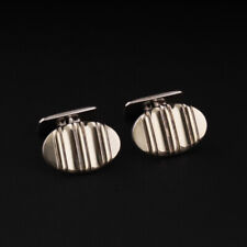 Vintage Solid Silver Cufflinks. Oval. 835S