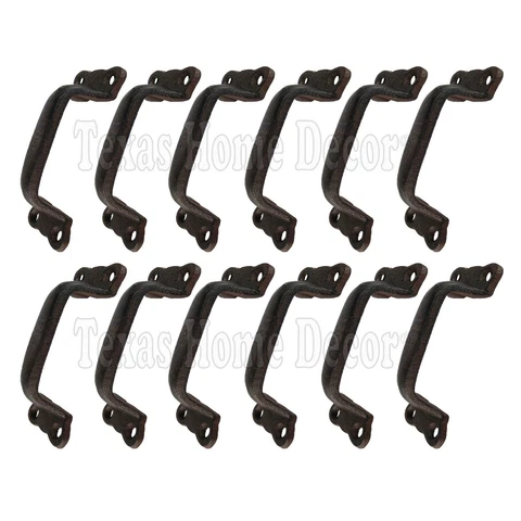 12 Handles Cast Iron Door Drawer Pull Antique Look RUSTIC Barn Gate Shed Cabinet Cover
