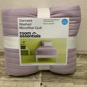 🛌 Room Essentials Garment Washed Microfiber Quilt TWIN Light Purple 92”X66”🆕 - Picture 1 of 4