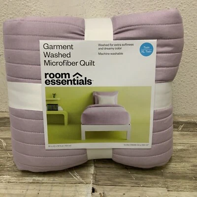 🛌 Room Essentials Garment Washed Microfiber Quilt TWIN Light Purple 92”X66”🆕 - Image 1 of 4