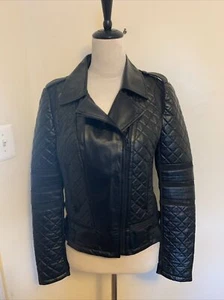 Blanc Noir Women’s Renegade Mesh Leather Moto Jacket Black Color Medium - Picture 1 of 8