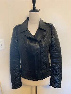 Blanc Noir Women’s Renegade Mesh Leather Moto Jacket Black Color Medium - Image 1 of 4