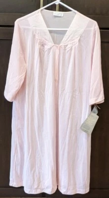 NUEVO CON ETIQUETAS Vintage Vassarette Ropa de Dormir Sedosa Rosa Pétalo Abotonable Manga Corta Bata XL Foto 1 de 4