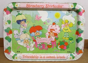 VINTAGE 1980's STRAWBERRY SHORTCAKE METAL FOLDING TV LAP TRAY - Picture 1 of 11