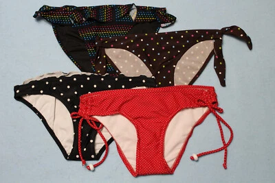 NUEVO 4 Lote Pantalones de Bikini Rojo Marrón Negro Multi Lunares S Ver Medidas* Foto 1 de 4