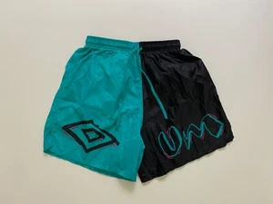 Vintage Umbro Shorts for Soccer, Swim - Black and Teal, Adult M - Picture 1 of 2