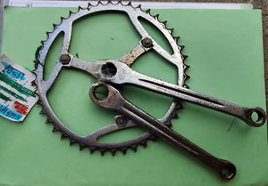 OLD SPORTS STEEL CRANKSET WAY ASSAUTO BRAND TEETH 46 GUARNITURA BICI VINTAGE - Picture 1 of 17