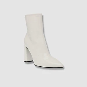 Wild Pair Women's White Iloise Pointed-Toe Block-Heel Dress Booties Shoes 8.5 - Picture 1 of 6