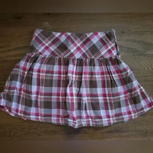 GYMBOREE OUTLET Girls 7 brown pink green plaid flannel skirt - Picture 1 of 7