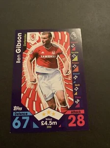 2016/17 Topps Match Attax Card Middlesbrough Ben Gibson #203 - Picture 1 of 2