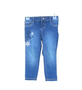 DISNEY JUMPING BEANS FROZEN Girls Size 3T Embroidered Elsa Snowflake Denim Jeans - Picture 1 of 8