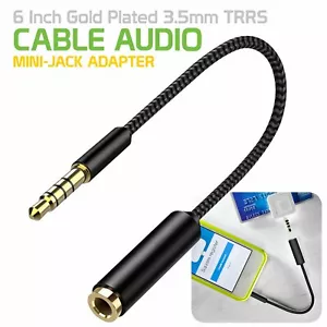 3.5mm Aux Audio Adapter Male to Female Headphone Jack Cable - Black - Picture 1 of 9