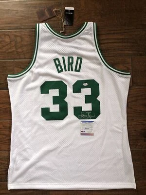 Larry Bird Celtics Signed White Mitchell & Ness Swingman Jersey PSA witnessed - Image 1 of 4