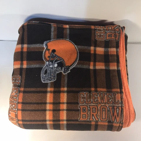 Cleveland Browns 53inX56in Handmade Fleece Blanket EUC Cover