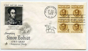 1110 4c Simon Bolivar ArtCraft 4er Block FDC - Bild 1 von 1
