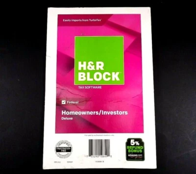 H&R Block Tax Software Deluxe 2018 Federal Only !! w/ 5% Bonus Offer OPEN BOX - Image 1 of 4