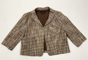 Chaqueta Recortada Talbot's Línea A Mod Años 60 Estilo Columpio Mezcla de Lino Talla 14 Marrón - Imagen 1 de 11