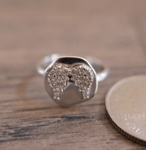 MILOR ITALY 925 STERLING SILVER Pave CZ Angel Wings  RING Size 7 !!! - Picture 1 of 3