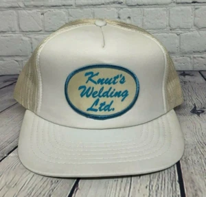 Vintage Hat Cap Snapback White Knut's Welding Trucker Hat Mesh Patch Item #1 - Picture 1 of 8