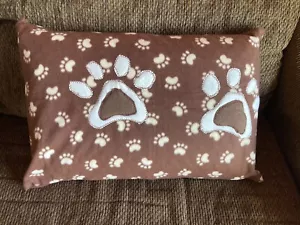 Handmade Kids Fleece Standard Pillow Case Brown Puppy Dog Cat Kitten Paws Animal - Picture 1 of 4