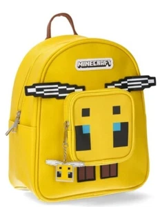 Minecraft Bee Craft Women's 10.5" Mini Backpack Yellow + Keychain - Picture 1 of 4