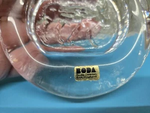 MCM Sweden Kosta Boda Erik Hoglund Clear Art Glass Paperweight Trinket Dish - Picture 1 of 4