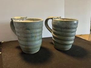 Set of 2 Dehaven Studio Pottery Handmade Whale Tail Coffee/Tea/Cocoa Mugs!! - Picture 1 of 6