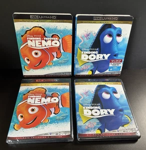 Finding Nemo & Finding Dory 4k Lot Of 2 + Slipcovers Brand New HTF RARE - Picture 1 of 10
