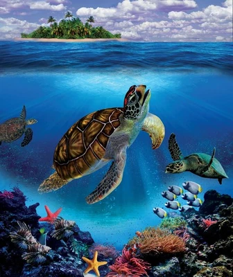 Плюшевое черепаховое одеяло размера Queen - чрезвычайно мягкое - ЧЕРЕПАХИ - Изображение 1 из 3