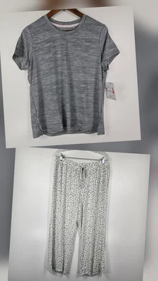 Conjunto de pijama Hanes 2 peças top cinza feminino tamanho pequeno novo com etiquetas - Imagem 1 de 4
