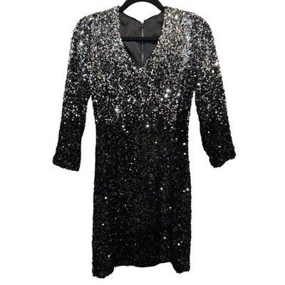 Vestido Vaina Marciano Guess Negro y Plateado Lentejuelas Fiesta Glamour Talla 4 Foto 1 de 4