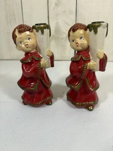 Vintage Junge Karolinger handbemalt Weihnachten Kerzenhalter 5" STERN Japan - Bild 1 von 7