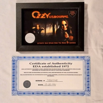 Authentic OZZY Osbourne Hair Strand Relic Memorabilia Collectible Rare w/COA - Image 1 of 4