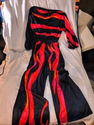 Black With Red, Pink, And Yellow Swirled Design Size Large Long Sleeve Cold... - Image 1 of 2