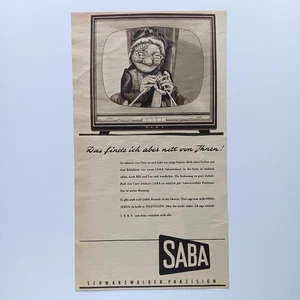 1958 SABA Fernseher Augsburger Puppenkiste Werbeanzeige Reklame Advertising - Picture 1 of 1