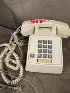 Vintage Unisonic 7400 Push Button Desk Telephone Phone Beige Not Tested - Picture 1 of 10