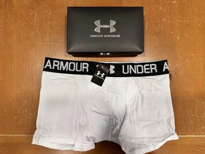 NEW Men’s Under Armour 3 Pack Cotton Trunks Size L white with black waistband - Image 1 of 4