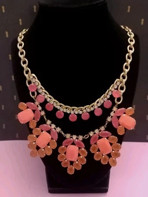 STELLA & DOT AWAKENING Statement Necklace Orange Coral  - Image 1 of 4