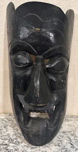 Hand Carved Vampire Teeth Teak Antique Tiki Mask 14” Hanging Decoration African - Picture 1 of 20