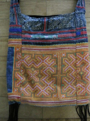 Hippie Cross Body Cloth Purse Patchwork Jean Fringe - Image 1 of 4