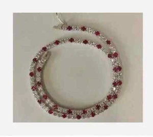 10Ct Round Lab Created Ruby And Diamond Tennis Necklace 14K White Gold Plated - Picture 1 of 4
