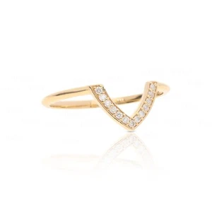 14K Gold 0.08 CT VS/F-G Diamond V Shape Engagement Wedding Ring - The Jewelz - Picture 1 of 8