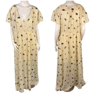 See N Be Seen Plus Size 3X Faux Wrap Maxi Dress Ivory Black Velvet Rose Print - Picture 1 of 14