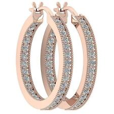 Inside Out Hoops Earring Natural Round Cut Diamond SI1 G 0.55Carat 14K Rose Gold