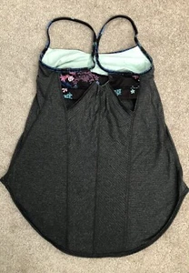 Lululemon 4 Roll Out Tank Top Petal Pop Heathered Black Bra Power Luxtreme - Picture 1 of 6