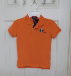 NWT Boys Polo Ralph Lauren Orange Polo Shirt W/Fish on Chest sz 4 5 or 7 - Picture 1 of 1