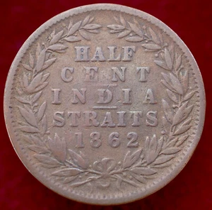 Medio (1/2) centavo Straits Settlements 1862 (H1109) - Imagen 1 de 2